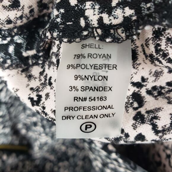 Calvin Klein Sheath Dress 14 Abstract Textured Knit Fitted Work Career Black Tan - Picture 9 of 10